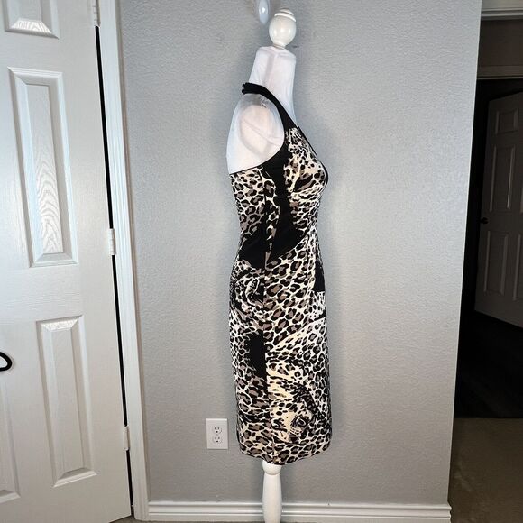 Kay Unger Size 2 Silk Halter Leopard Print Stretch Pencil Sheath Dress - Picture 5 of 7